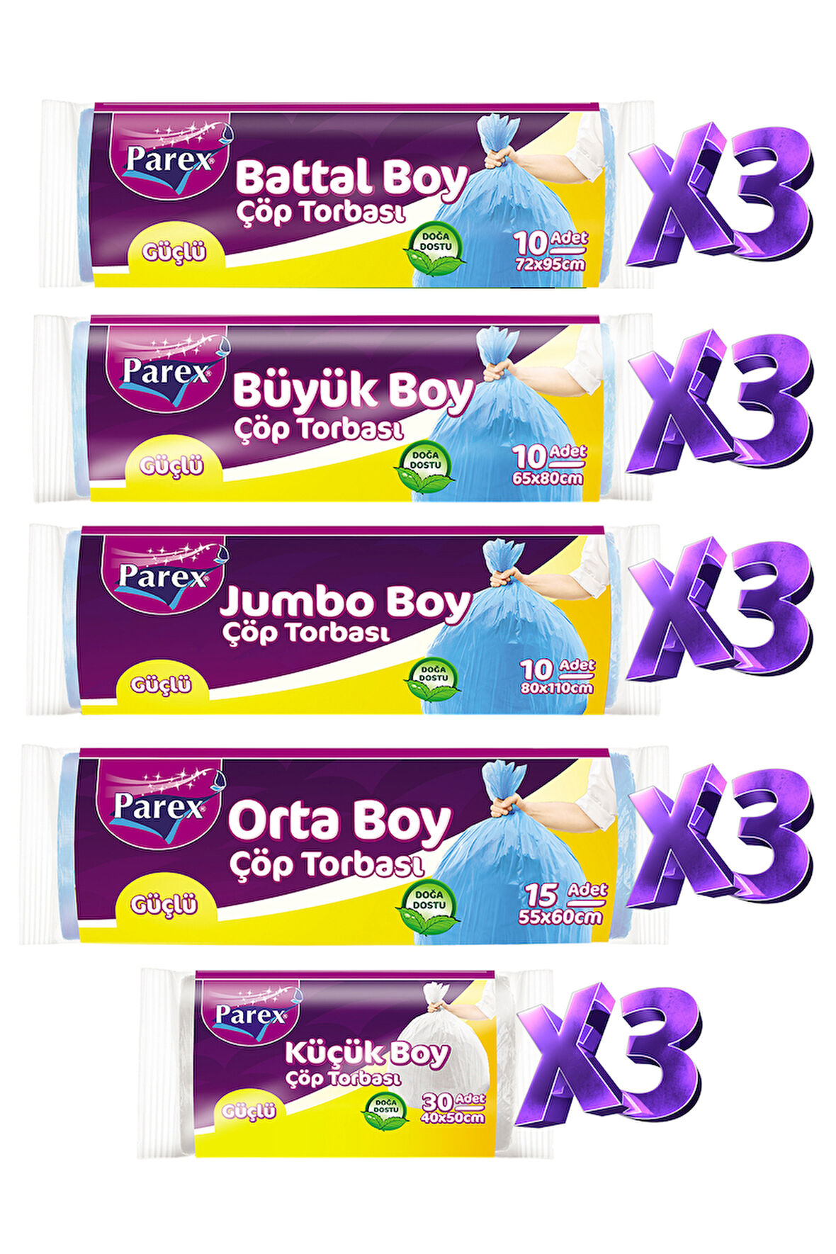 Güçlü Çöp Torbası Karışık Boy 15'li Set
