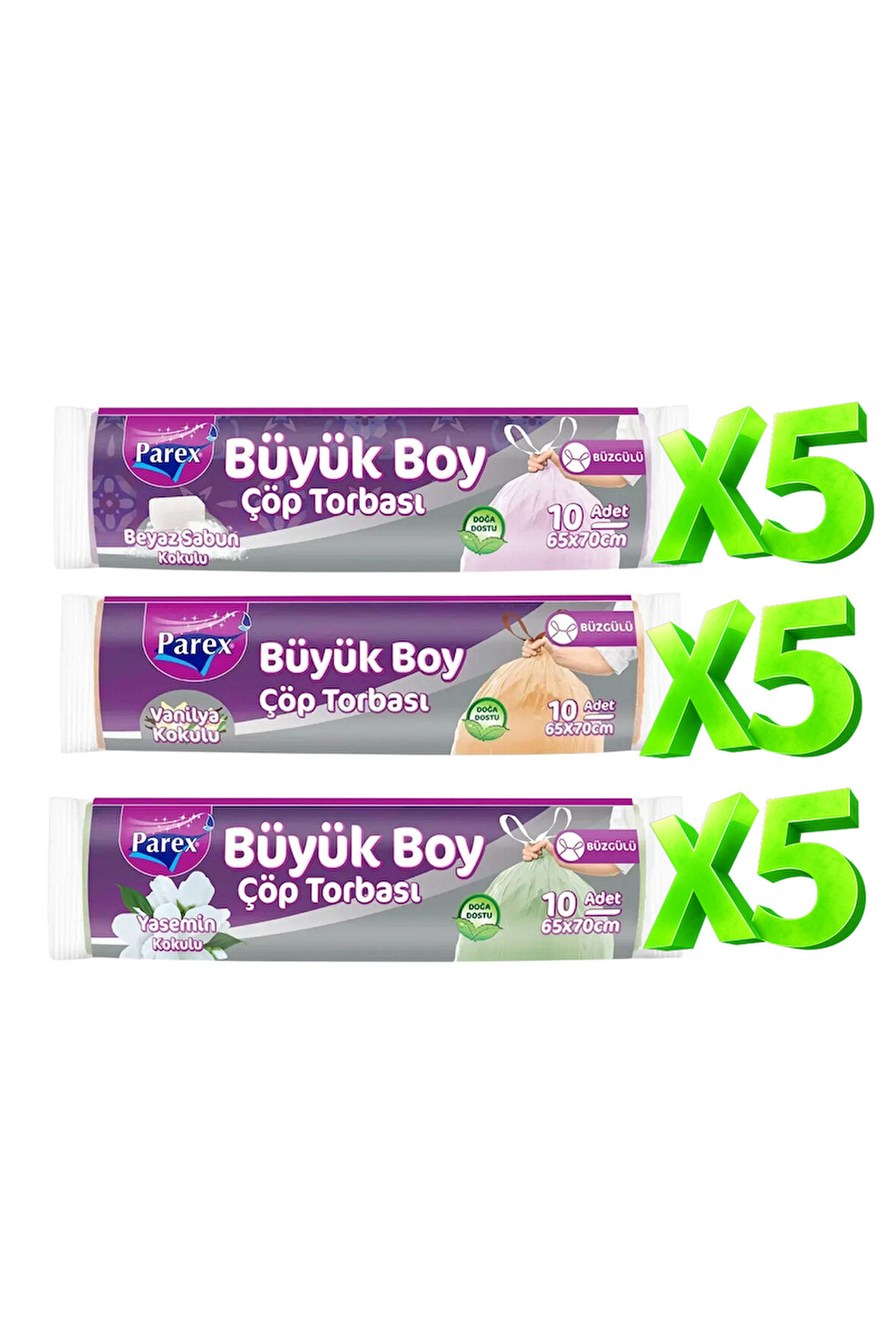 Büyük Boy 15 Adet Büzgülü Kokulu Çöp Torbası Paketi
