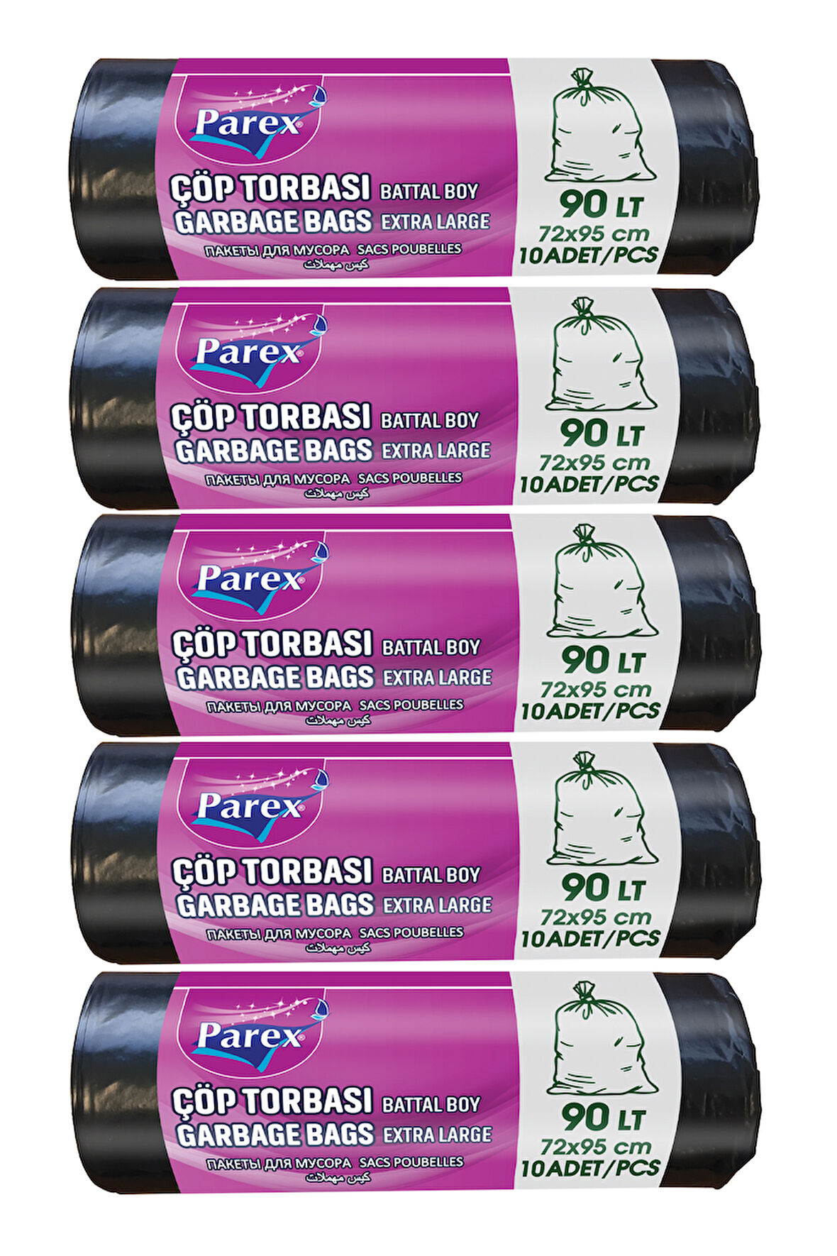 Professional 10'lu Çöp Torbası Battal Boy 72 x 95 cm Beşli Paket