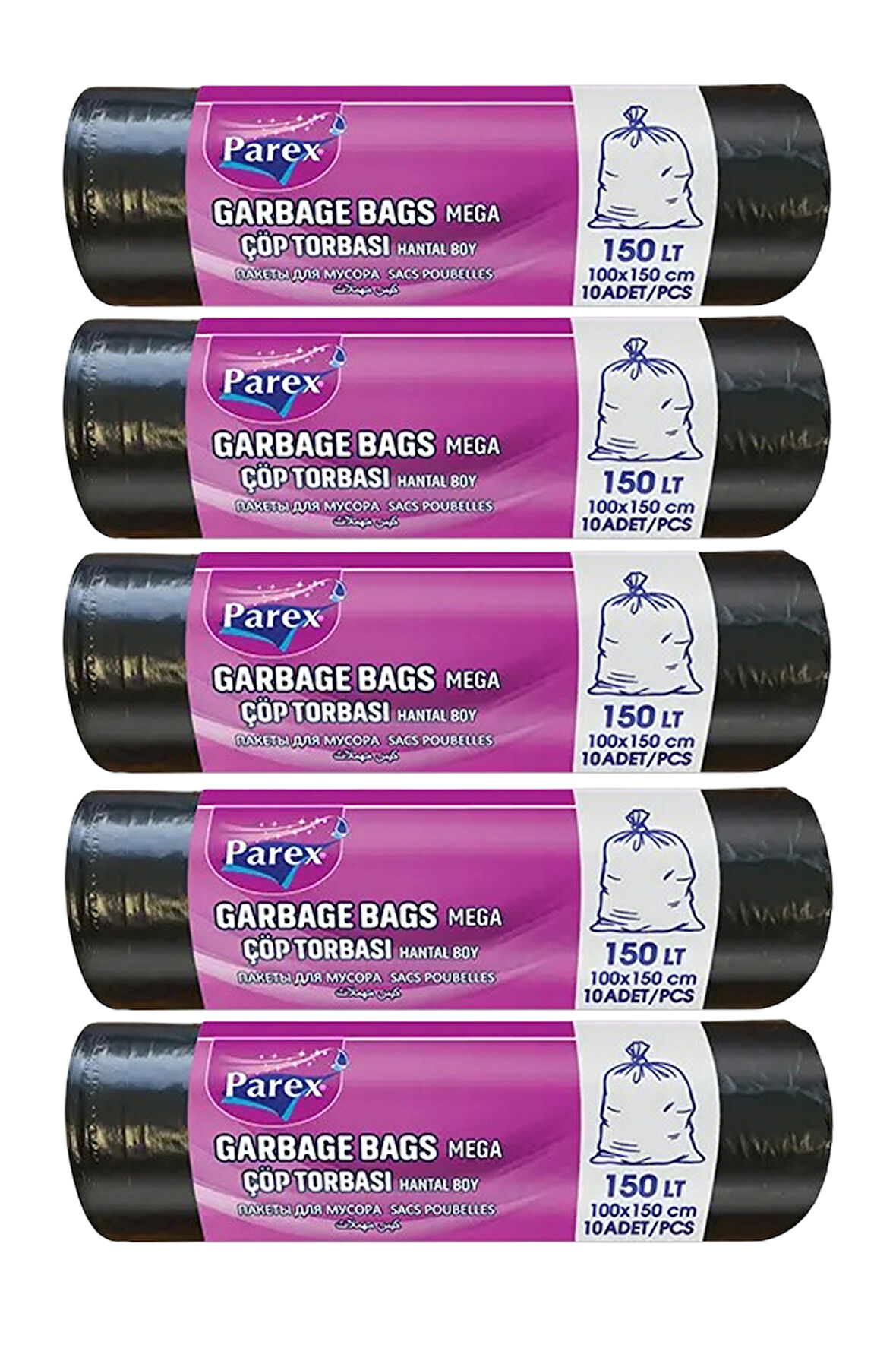 Professional 10'lu Çöp Torbası Hantal Boy 100 x 150 cm Beşli Paket