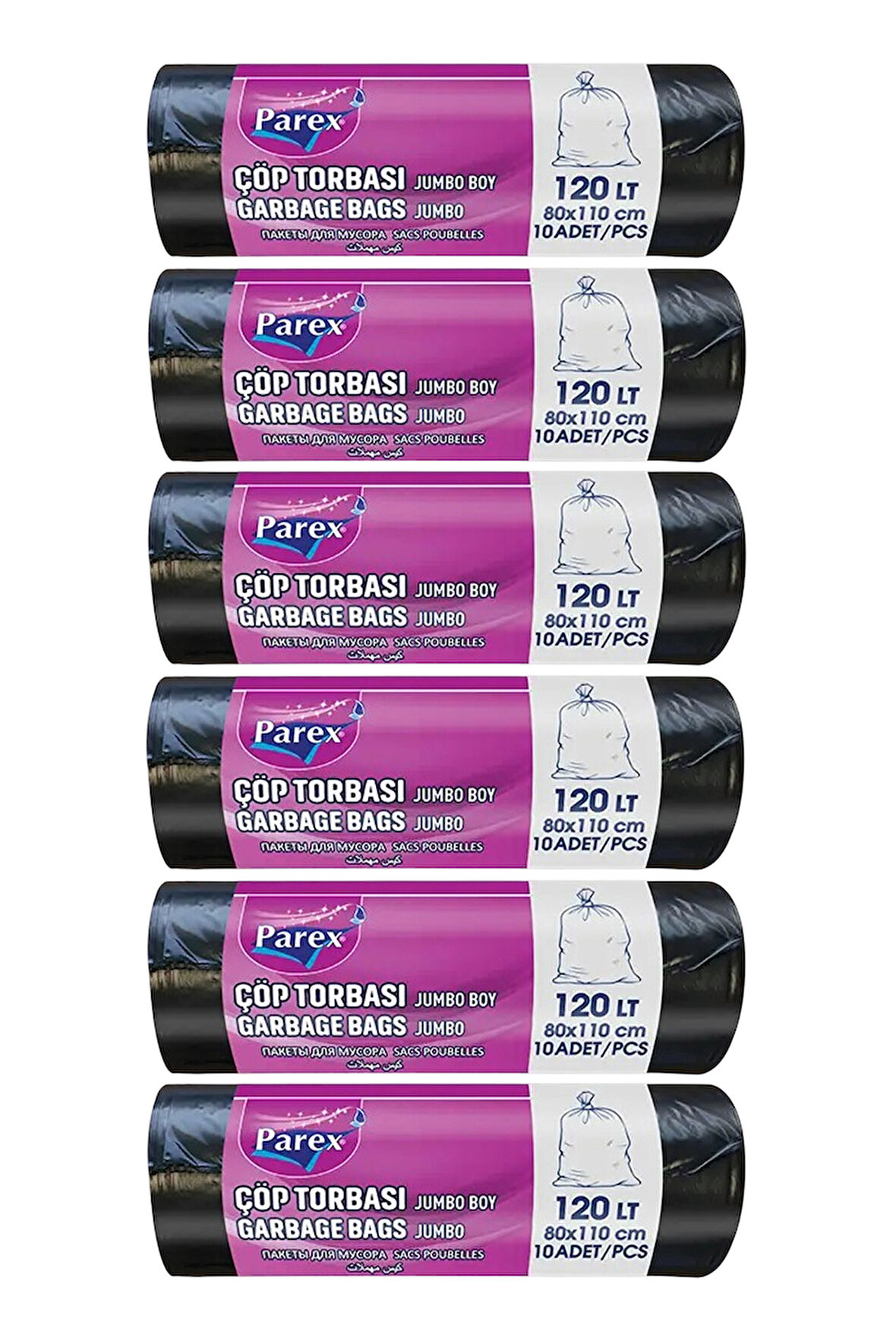 Professional 10'lu Çöp Torbası Jumbo Boy 80 x 110 cm Altılı Paket