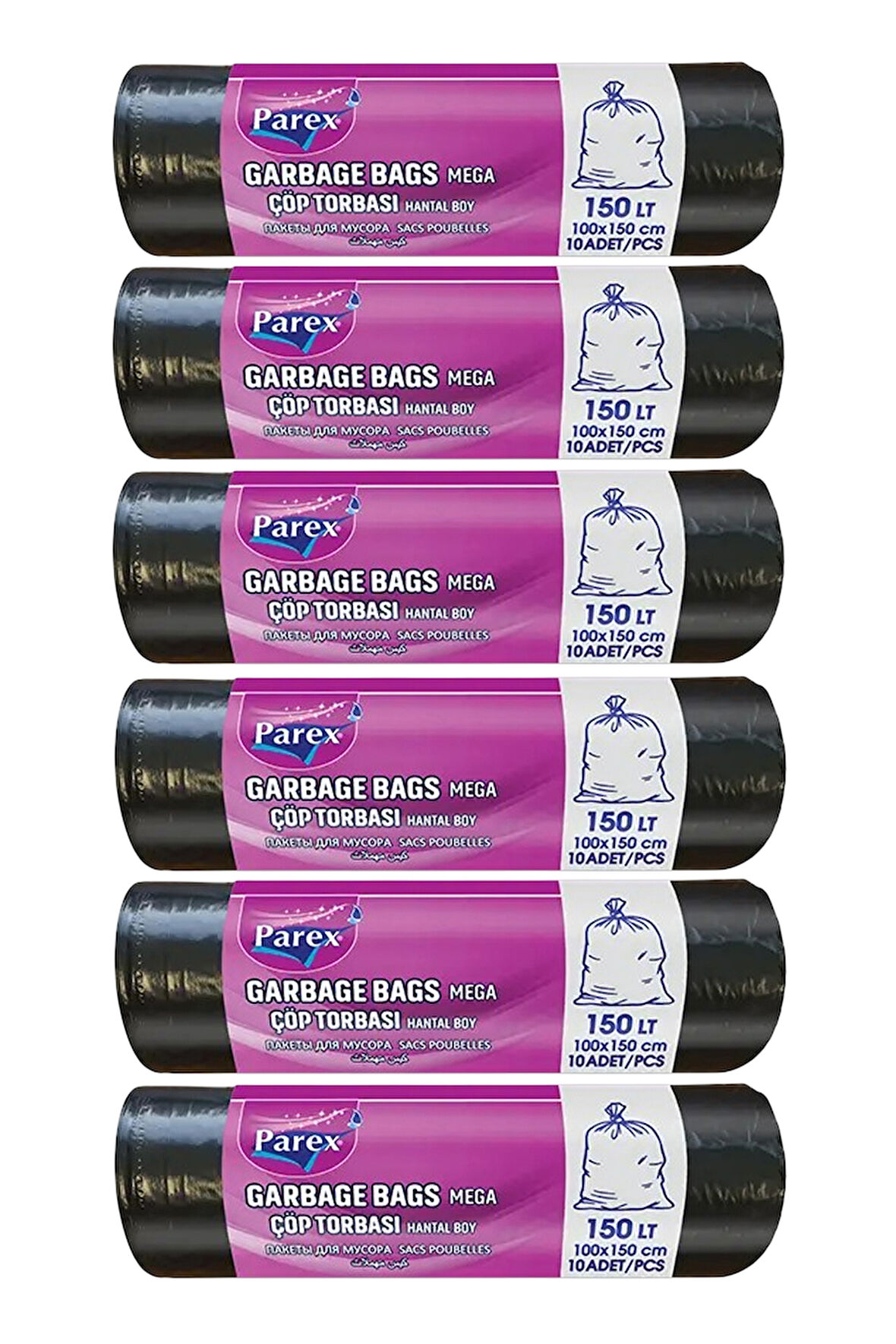 Professional 10'lu Çöp Torbası Hantal Boy 100 x 150 cm Altılı Paket