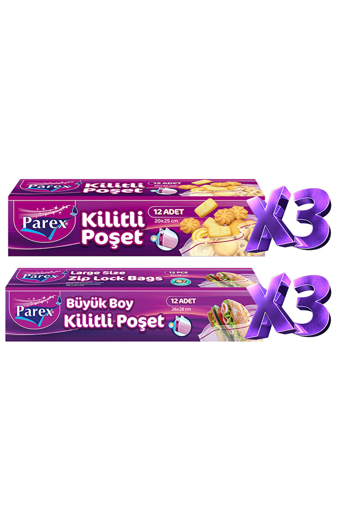 Kilitli Buzdolabı Poşet 3 Büyük 3 Küçük Paket