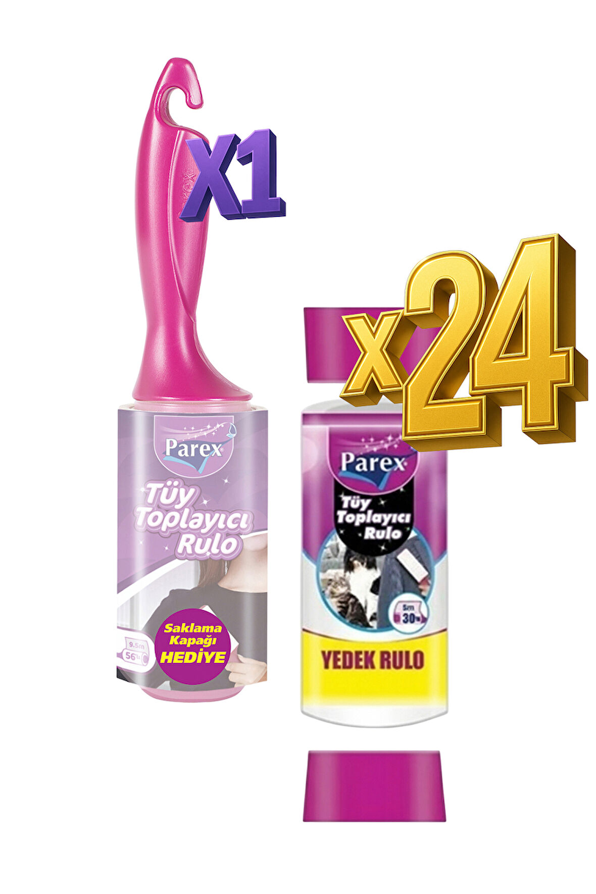 Premium Tüy Toplayıcı Rulo ve 24 Yedek Rulo Paketi