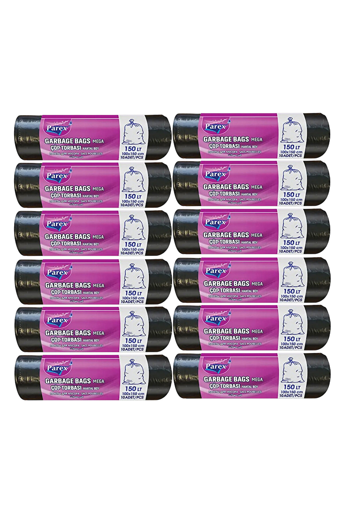 Professional 10'lu Çöp Torbası Hantal Boy 100 x 150 cm Onikili Paket