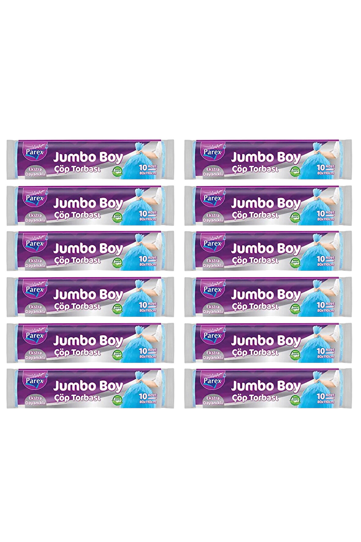 Ekstra Dayanikli 10'lu Çöp Torbası Jumbo Boy 80 x 110 cm Onikili Paket