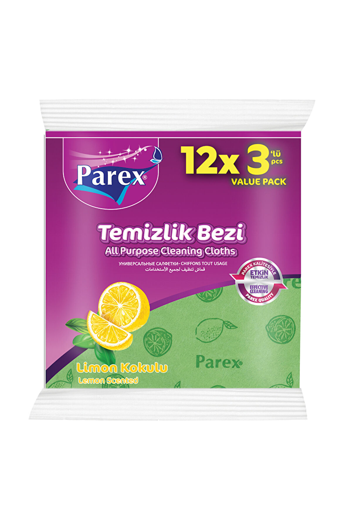 Limon Kokulu 3'lü Temizlik Bezi Onikili Paket