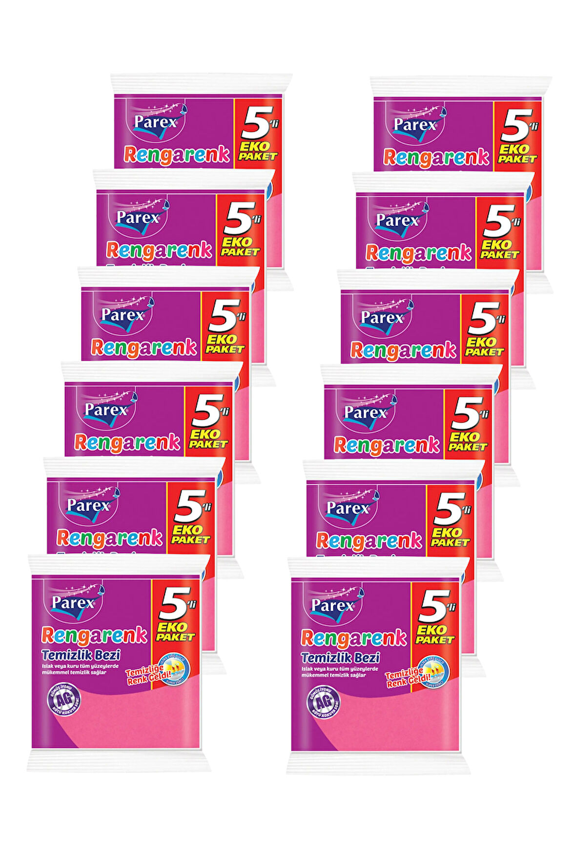 Rengarenk 5'li Temizlik Bezi Onikili Paket