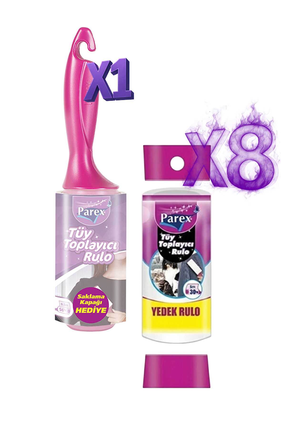 Premium Tüy Toplayıcı Rulo ve 8 Yedek Rulo Paketi