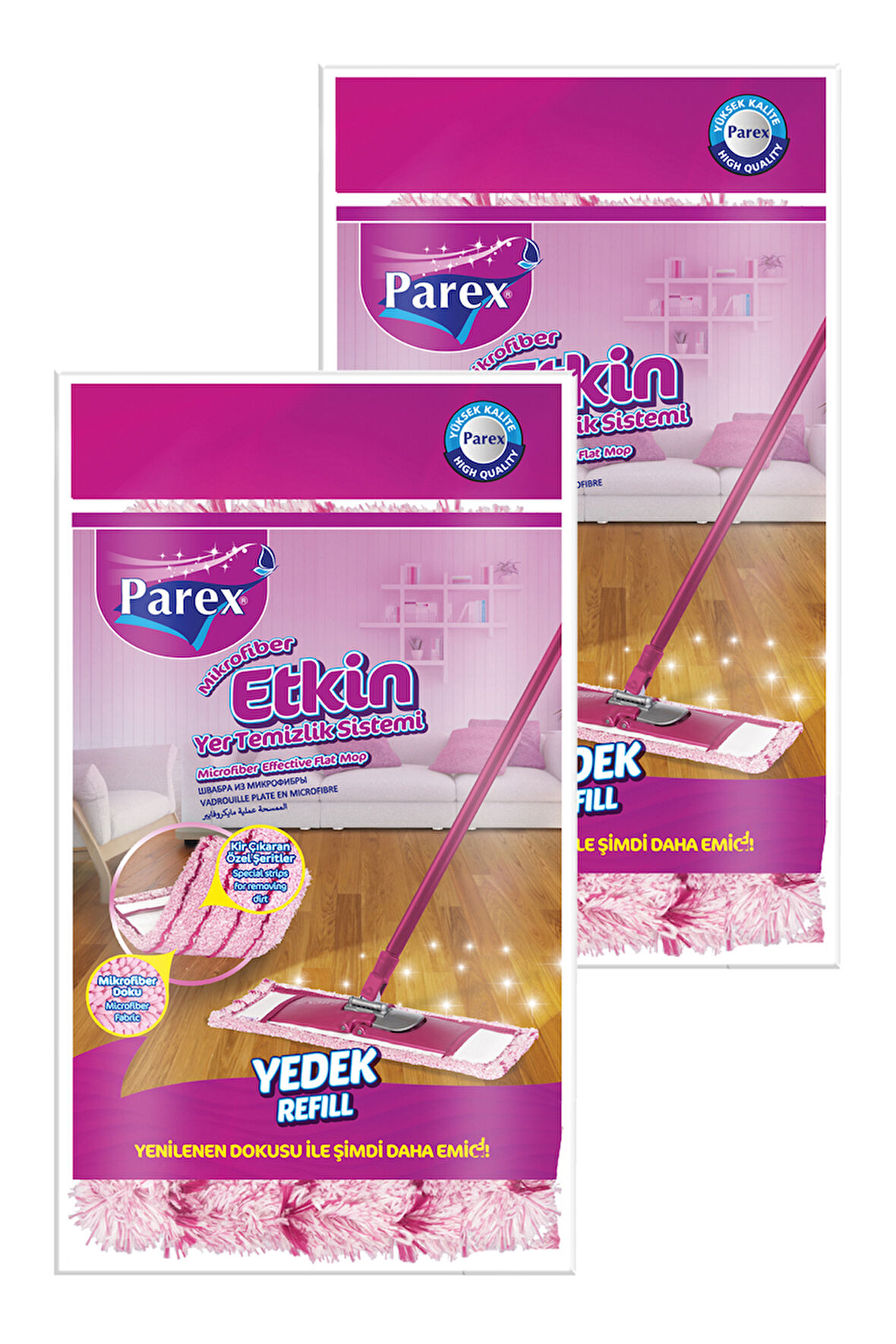 Etkin Yer Temizlik Sistemi Mikrofiber Yedeği İkili Paket