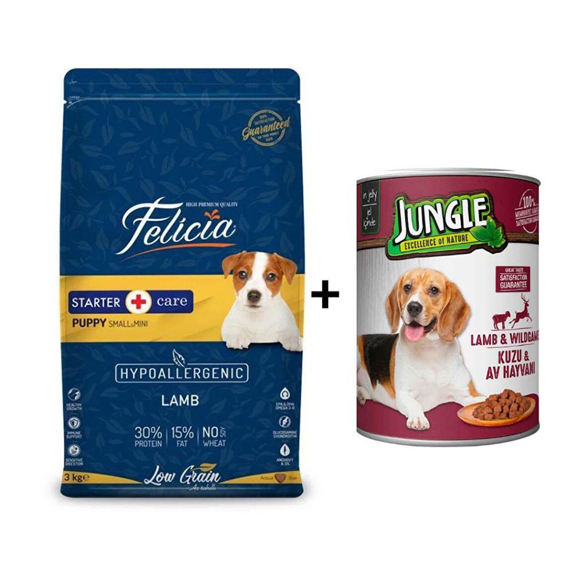 Felicia Kuzulu Küçük ve Orta Irk Yavru Köpek Maması 3 kg + 1 Adet Yaş Mama