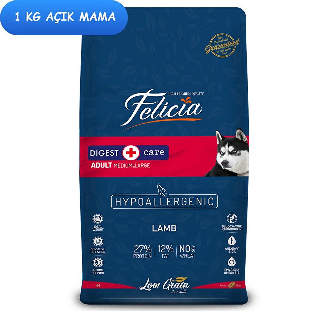 Felicia Kuzu Etli Küçük Irk Yetişkin Açık Kuru Köpek Maması 1 kg