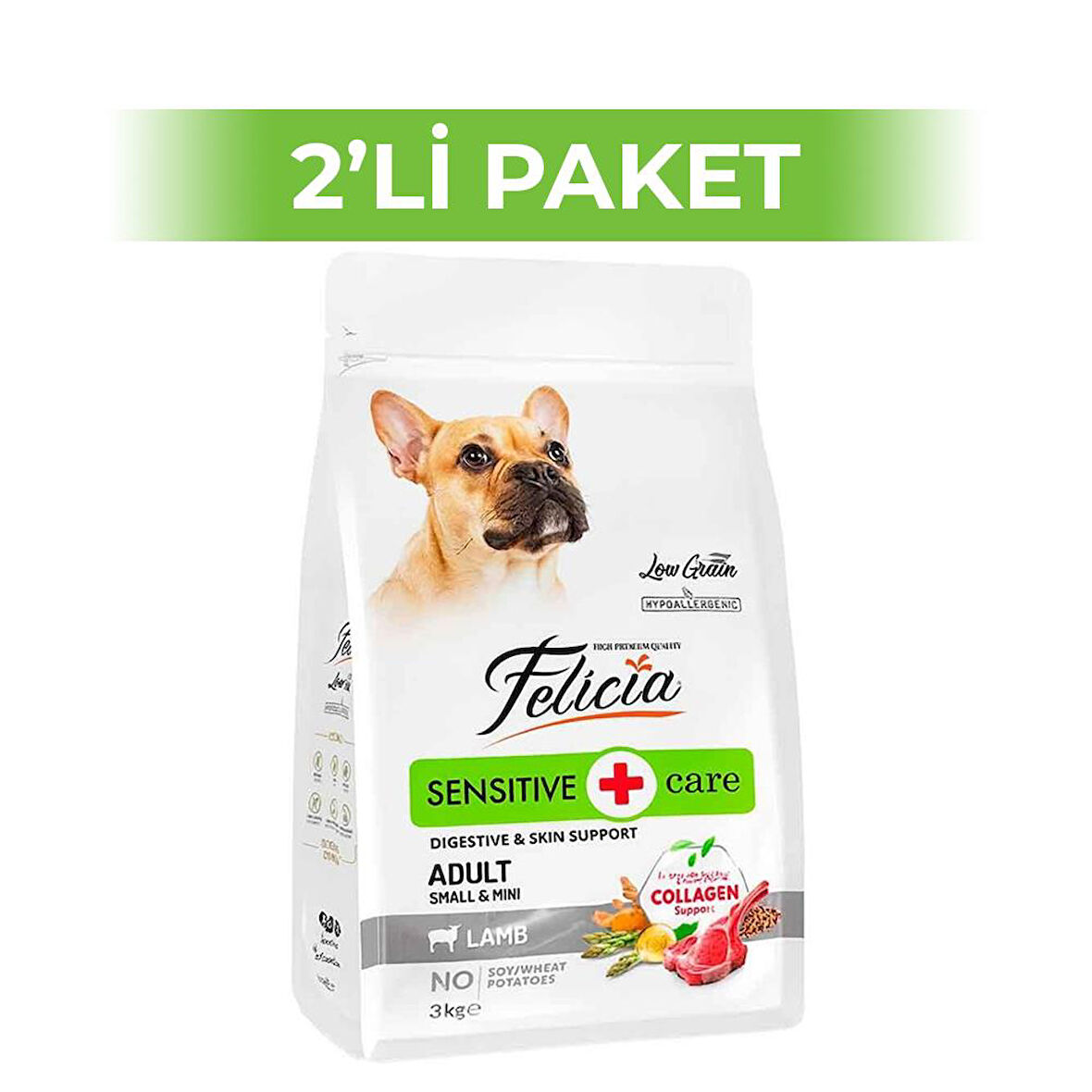 Felicia Az Tahıllı Kuzu Etli Yetişkin Köpek Maması 3 kg 2 Adet