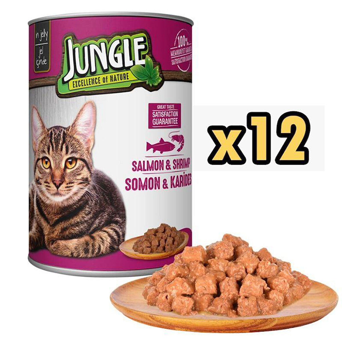 Jungle Somon ve Karidesli Kedi Konservesi 415 Gr X 12 Adet