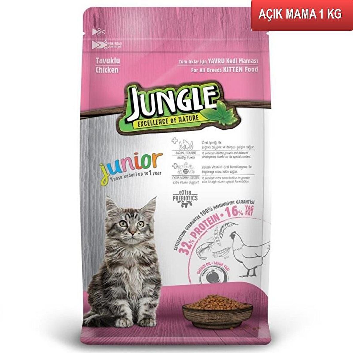 Jungle Junior Tavuklu Yavru Kedi Maması 1 Kg AÇIK