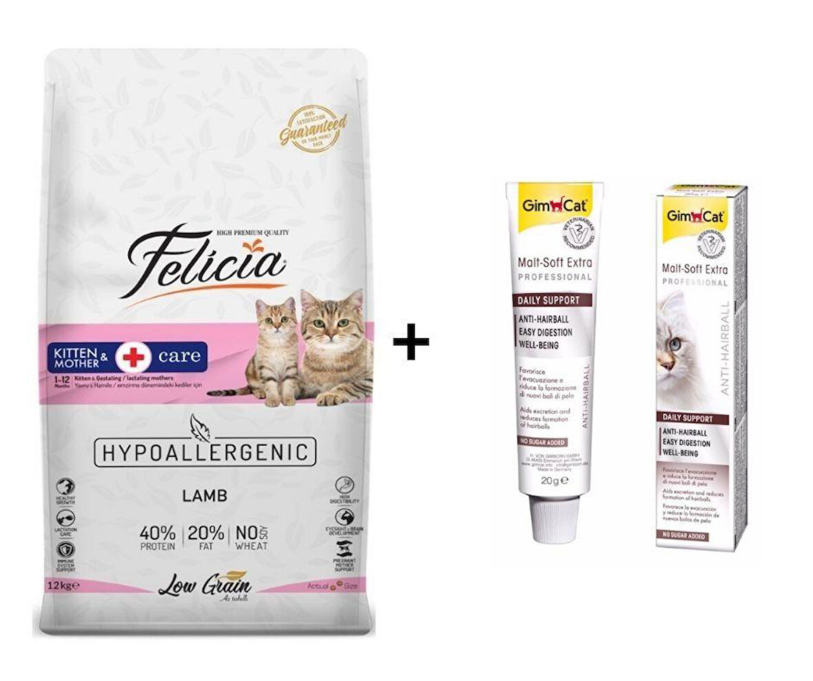 Felicia Kuzulu Yavru Kedi Maması 12 Kg + GimCat Malt Soft Extra 20 gr