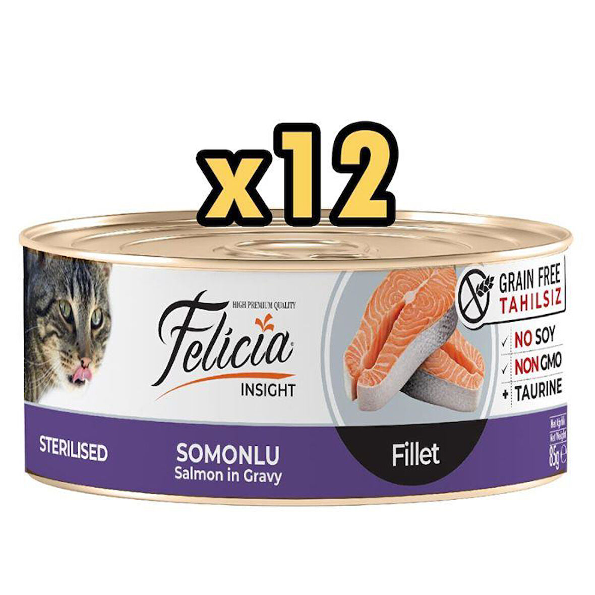 Felicia Tahılsız Sterilised Somonlu Fileto Kedi Konservesi 85 Gr X 12 Adet