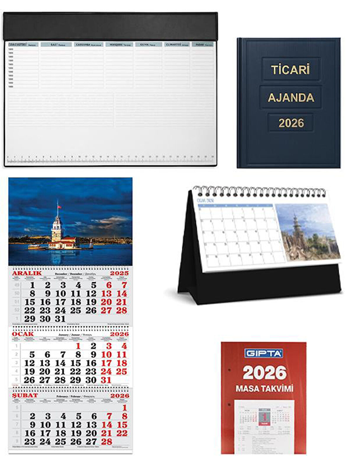 Gıpta 2026 Günlük Ajanda Masa Sümeni Masa Takvim Set-1