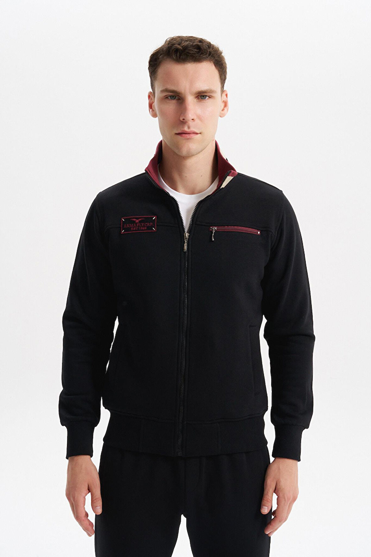 Arma Erkek Slim Fit Örme Basic 3 İplik Şardonlu Dik Yaka Tam Fermuar Mont – %70 Pamuk %30 Polyester K6MYO9715 