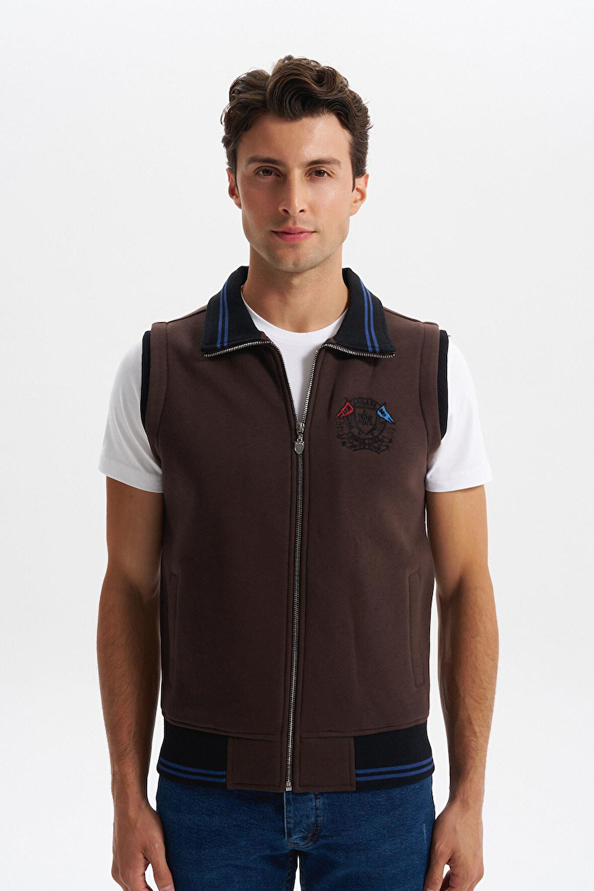 Arma Erkek Slim Fit Örme Basic 3 İplik Şardonlu Dik Yaka Yelek – %70 Pamuk %30 Polyester K5YYO9476 