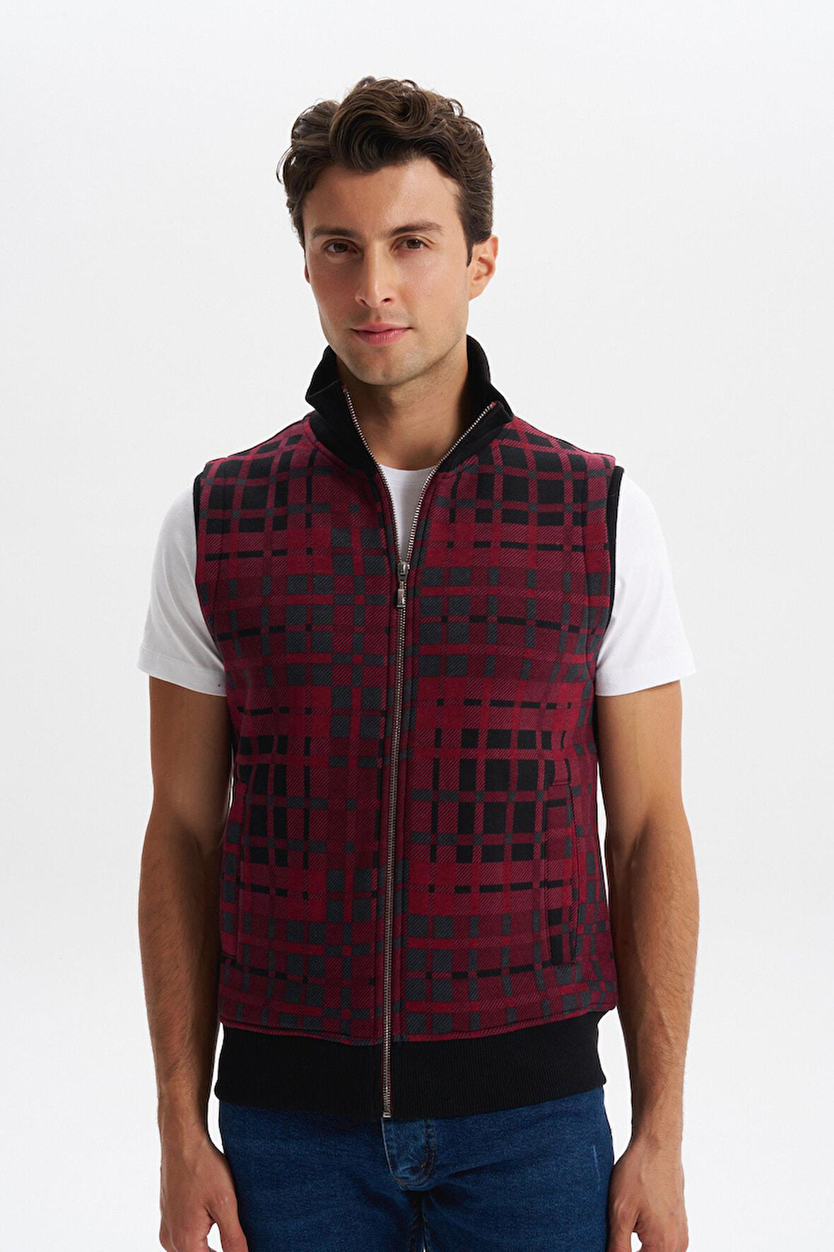 Arma Erkek Slim Fit Örme Desenli 3 İplik Şardonlu Dik Yaka Yelek – %70 Pamuk %30 Polyester Y6SSO9490 