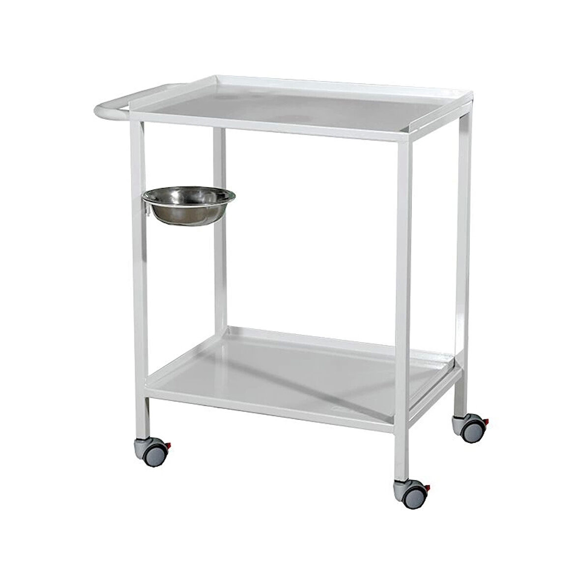 Pansuman Arabası E-250/A | İki Katlı, Antibakteriyel Gövdeli, Antistatik Tekerlekli, İtme Kollu Medikal Taşıma Arabası