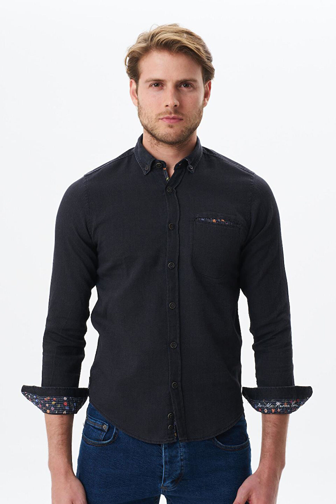 Arma Erkek Denim Jean Slim Fit / Dar Kesim Kot Dokuma Gömlek K9GKD1070 