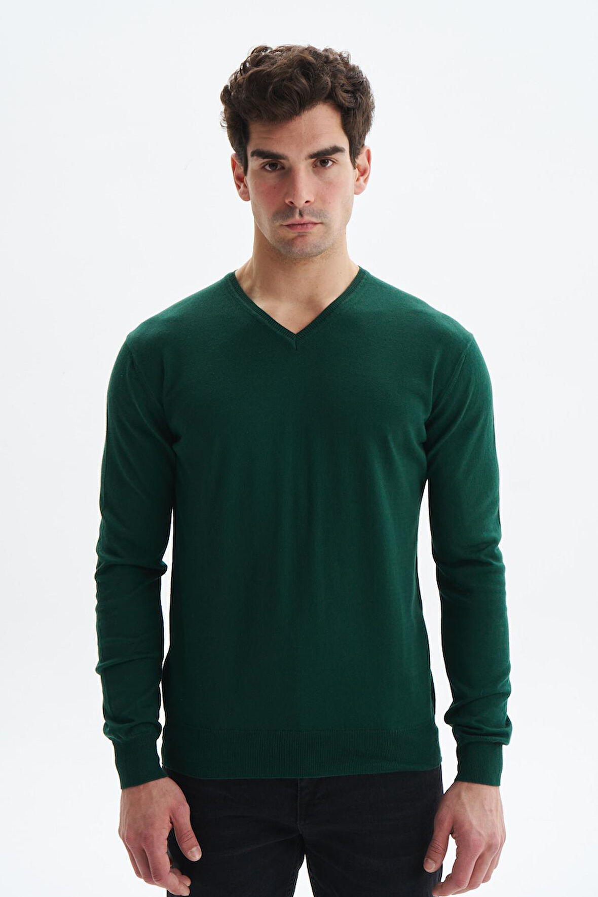 Arma Erkek Slim Fit Likralı Pamuklu Örme  V Yaka Triko Kazak K0KRO0854 