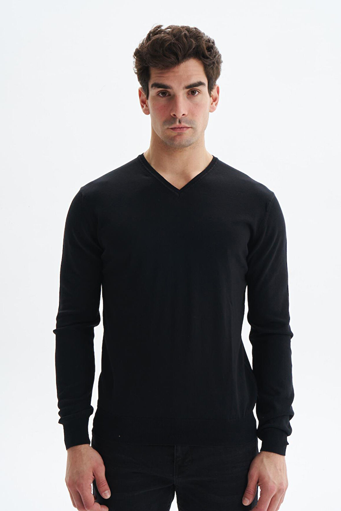 Arma Erkek Slim Fit Likralı Pamuklu Örme  V Yaka Triko Kazak K0KRO0854 