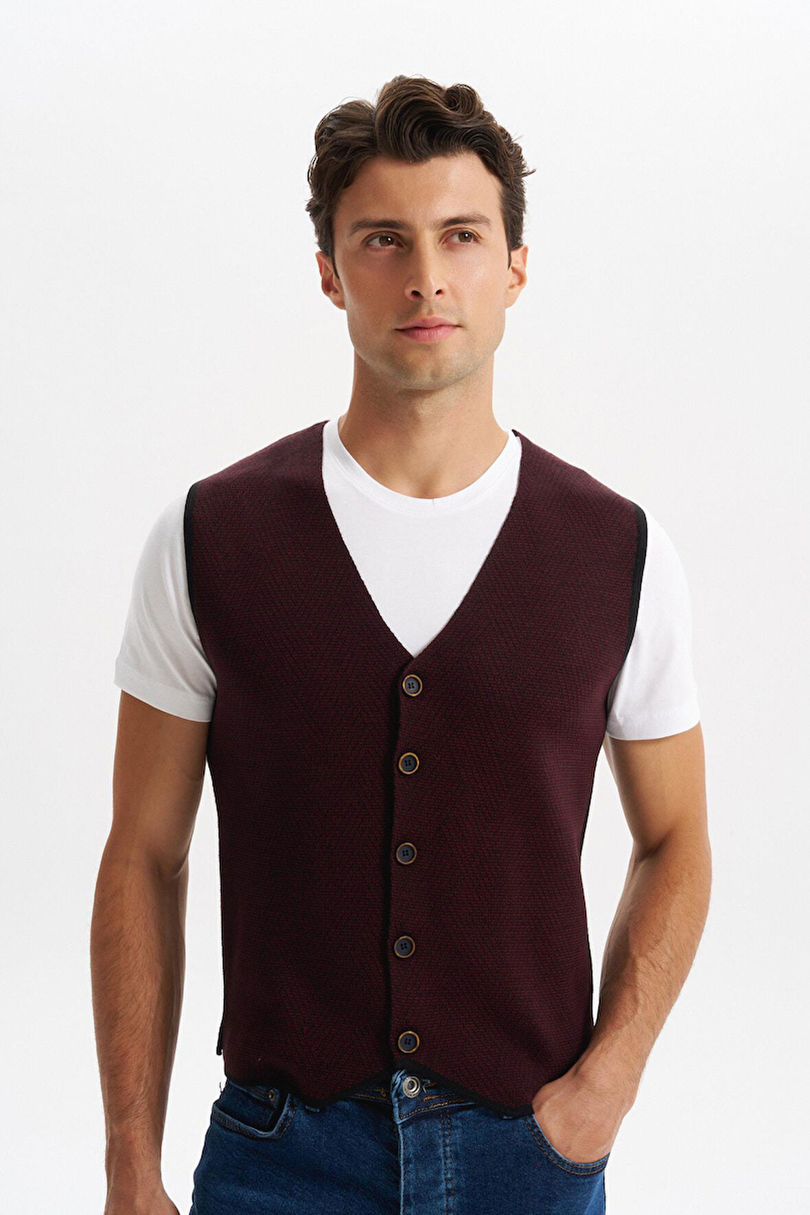 Arma Erkek Slim Fit Örme Likralı Pike Triko Yelek – Kısa Kollu, %90 Akrilik %10 Wool K0YYO0858 