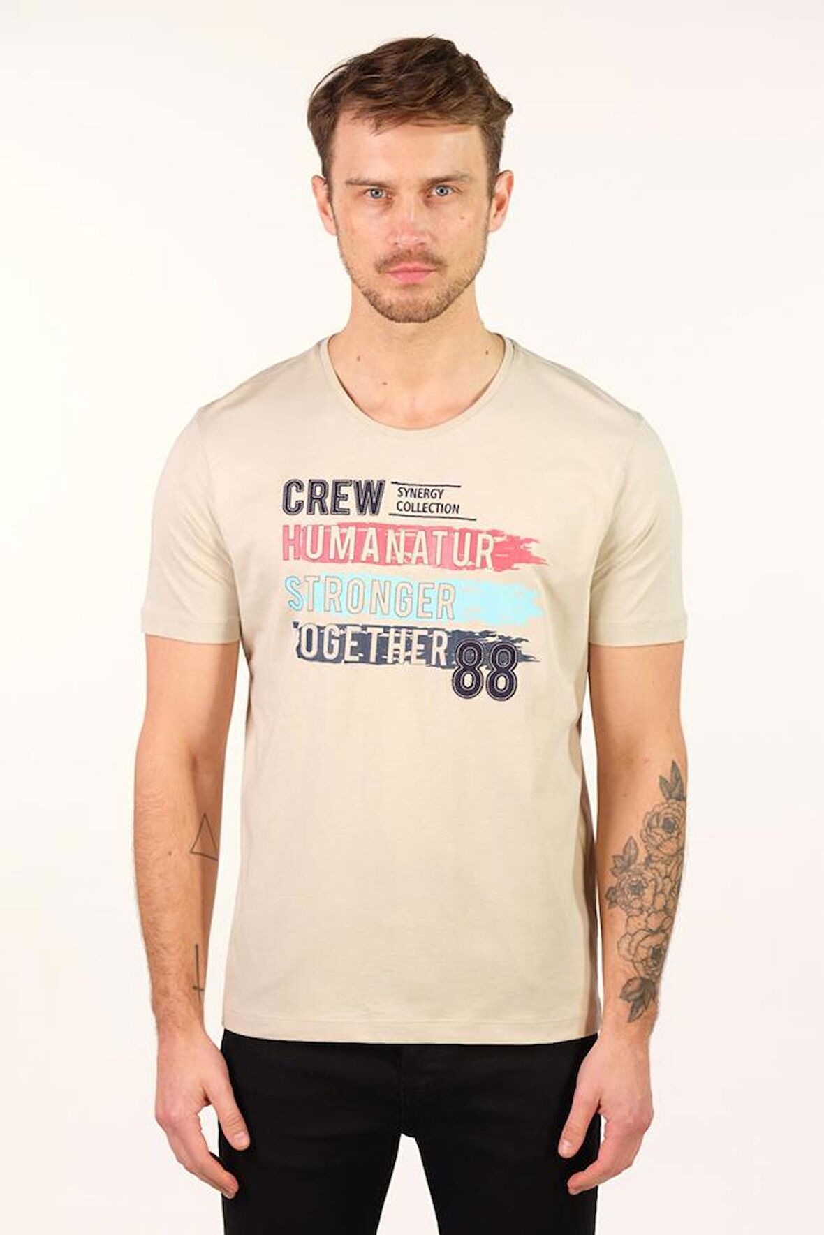 Arma Erkek Büyük Beden Bisiklet Yaka Tişört 