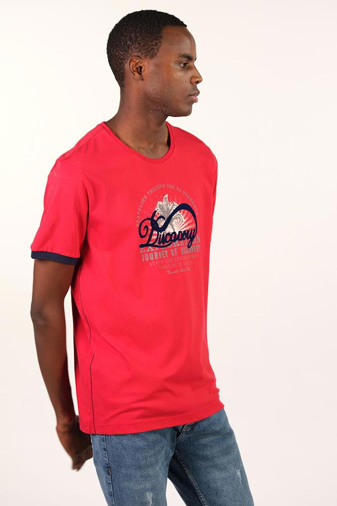 Arma Erkek Büyük Beden Bisiklet Yaka Tişört 