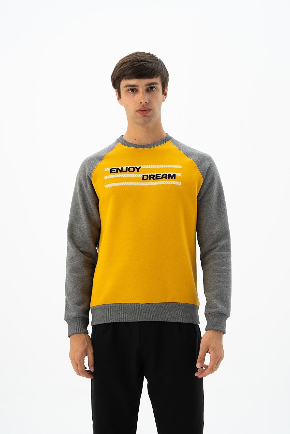 Arma Erkek Büyük Beden Bisiklet Yaka Sweatshirt 