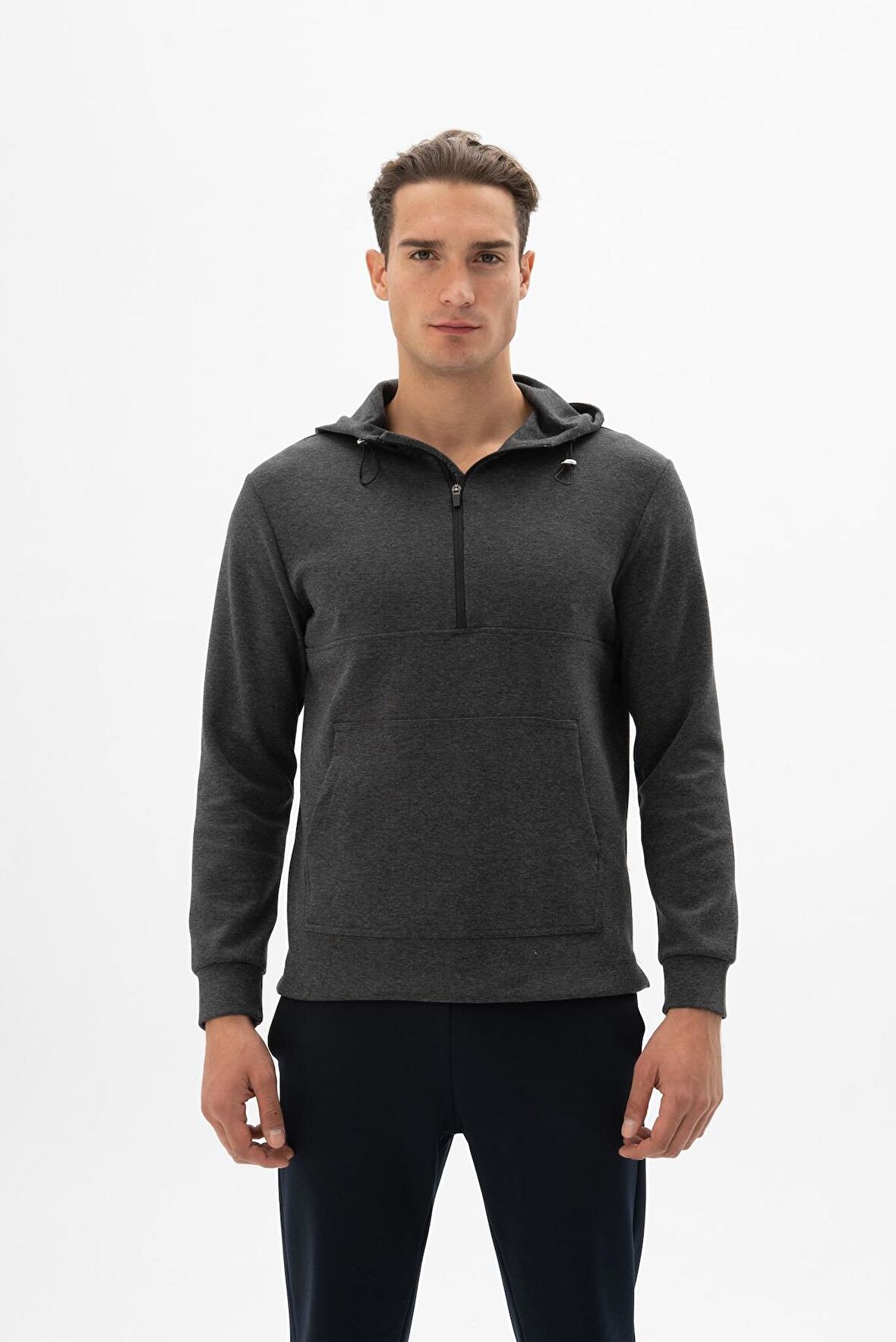 Arma Erkek Kapşonlu Kanguru Cepli Sweatshirt 