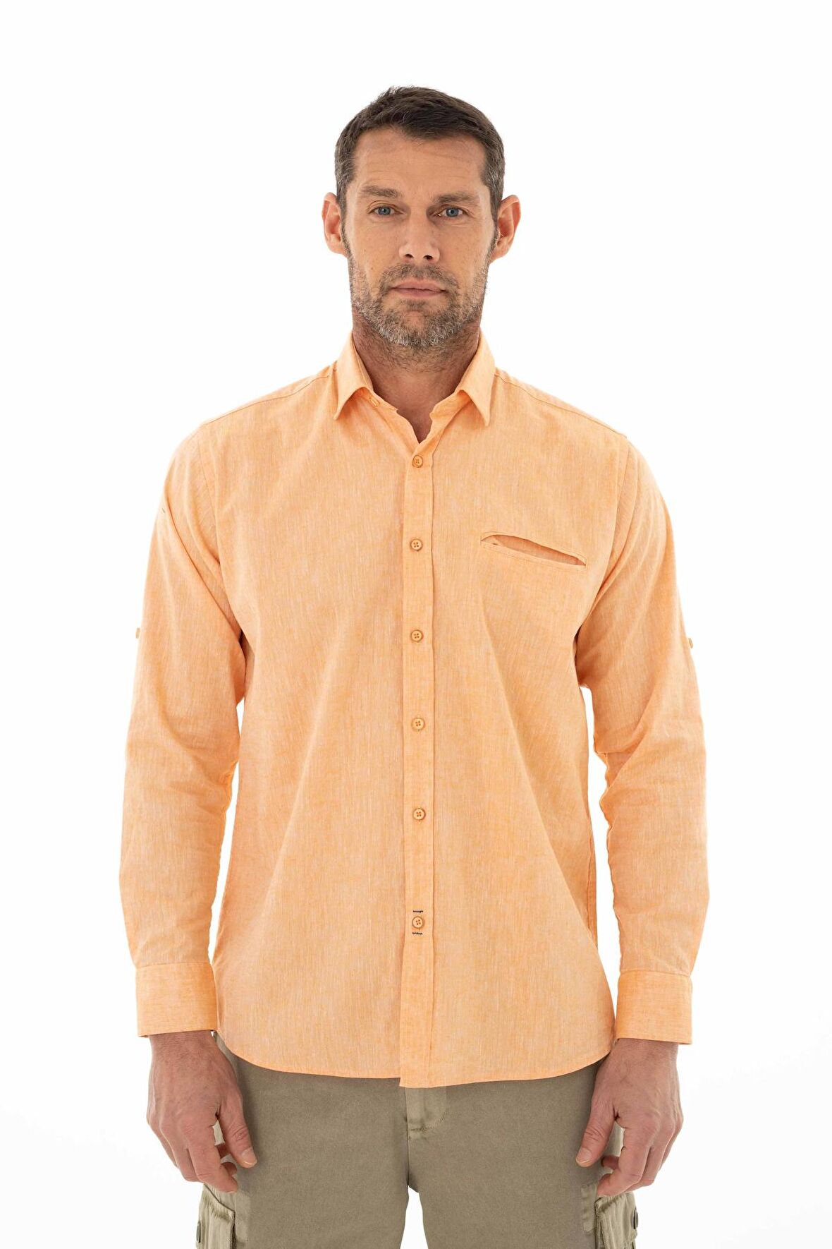 Arma Erkek Uzun Kollu Regular Fit Keten Gömlek 