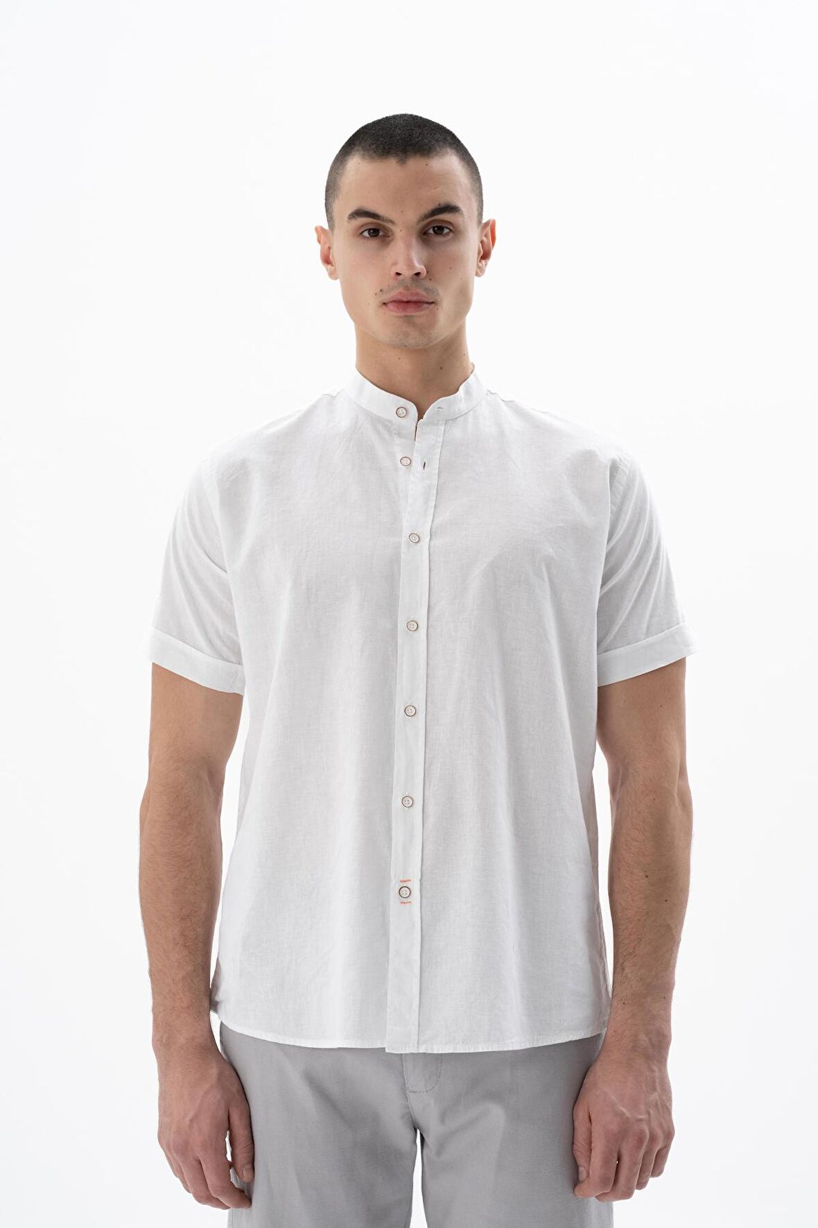 Arma Erkek Kısa Kollu Regular Fit Keten Gömlek 