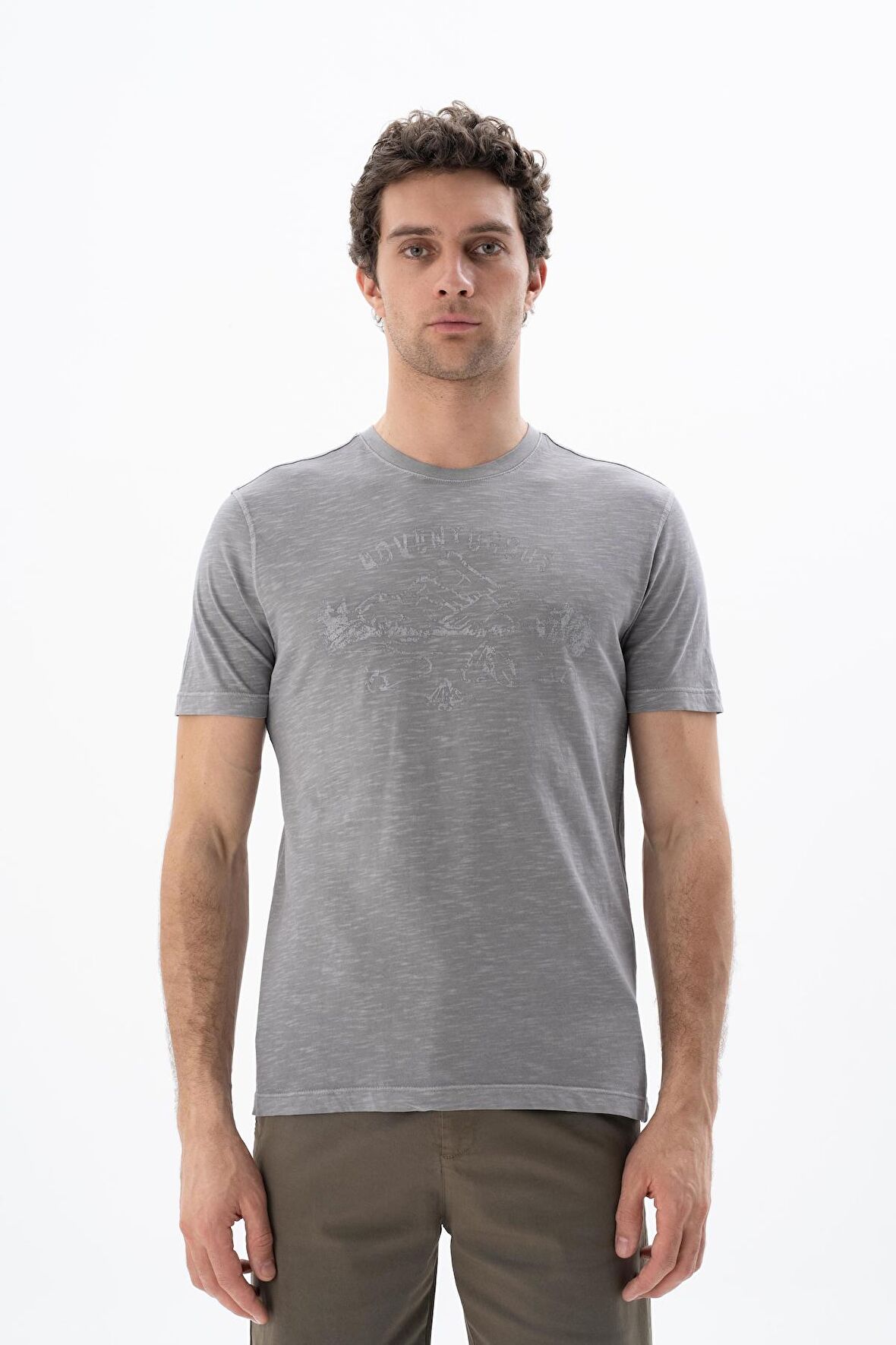 Arma Erkek Regular Fit Parça Boyama Bisiklet Yaka Tişört 