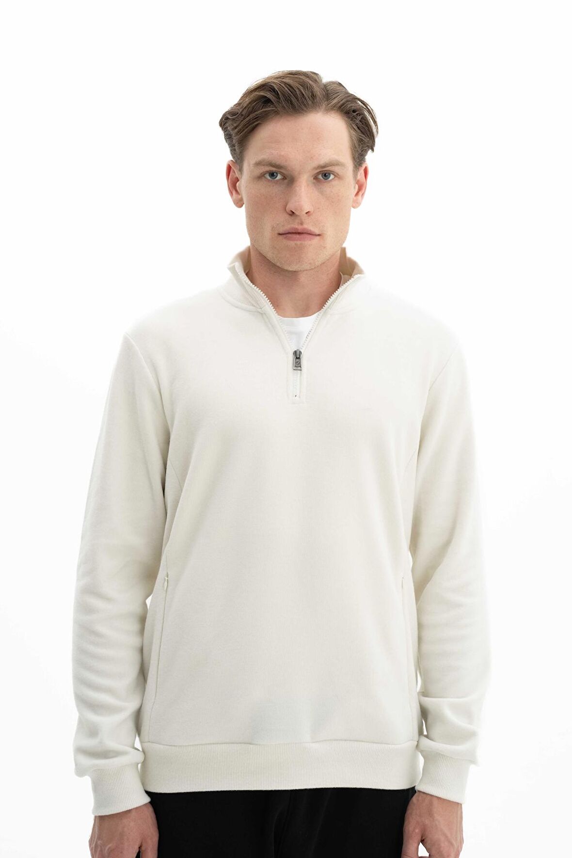 Arma Erkek Basic Regular Fit Dik Yaka Selanik Yarım Fermuarlı Sweatshirt 