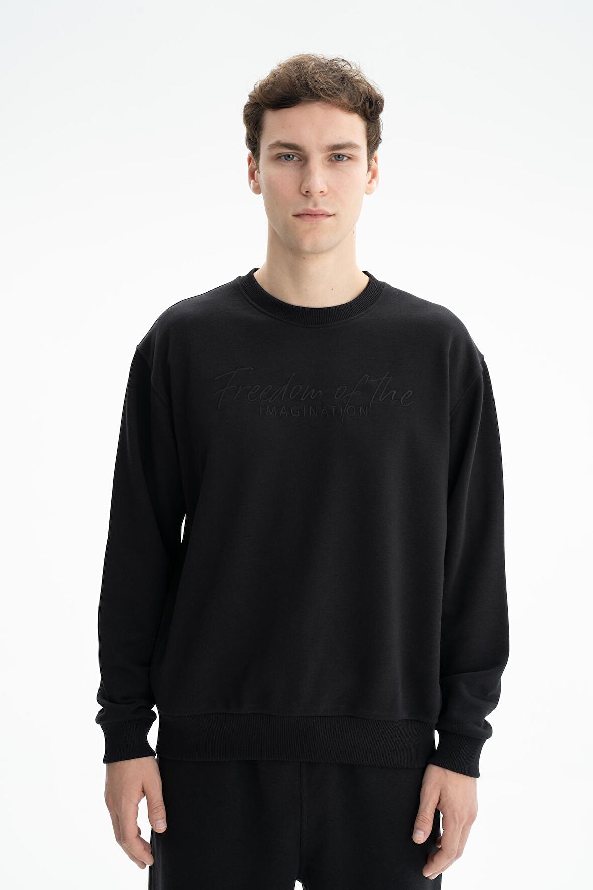 Arma Erkek Oversıze 3 İplik Şardonsuz Bisiklet Yaka Sweatshırt 