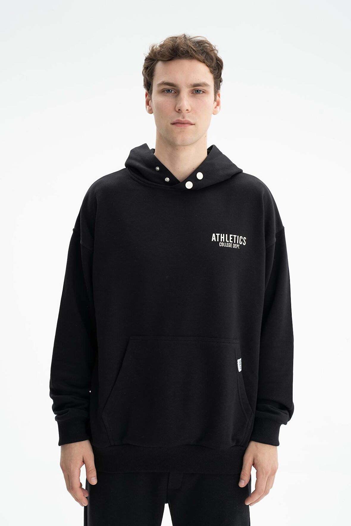 Arma Erkek Oversize Kanguru Cepli Şardonsuz 3 İplik Kapşonlu Sweatshirt 