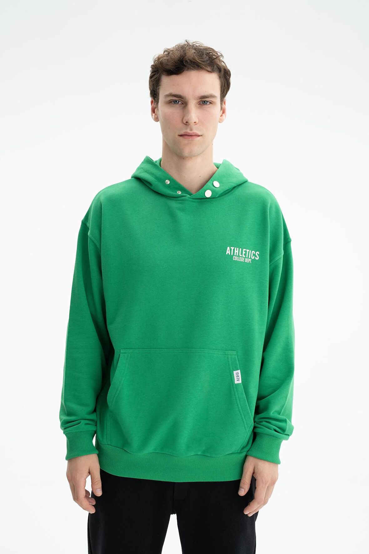 Arma Erkek Oversize Kanguru Cepli Şardonsuz 3 İplik Kapşonlu Sweatshirt 