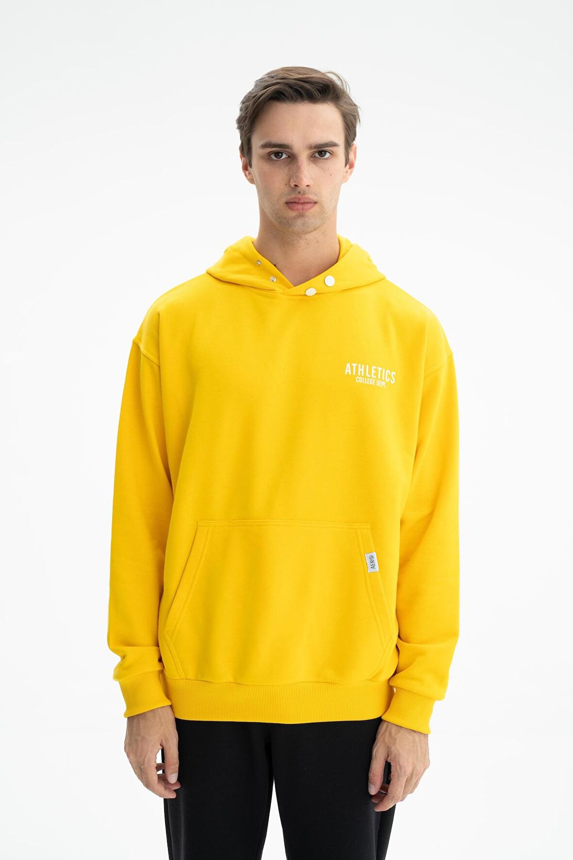 Arma Erkek Oversize Kanguru Cepli Şardonsuz 3 İplik Kapşonlu Sweatshirt 