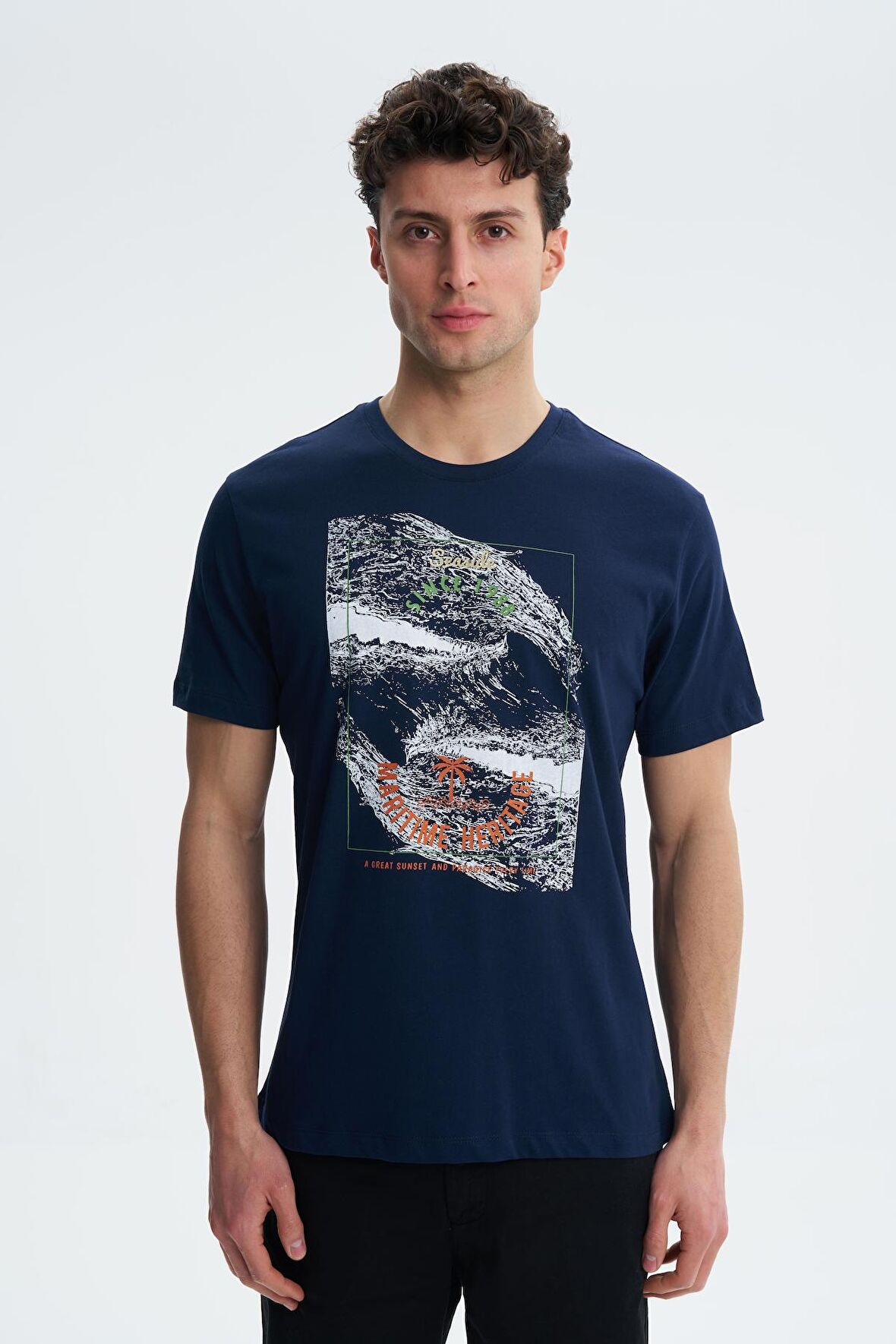 Arma Erkek Regular Fit Penye Süprem Bisiklet Yaka Tişört 