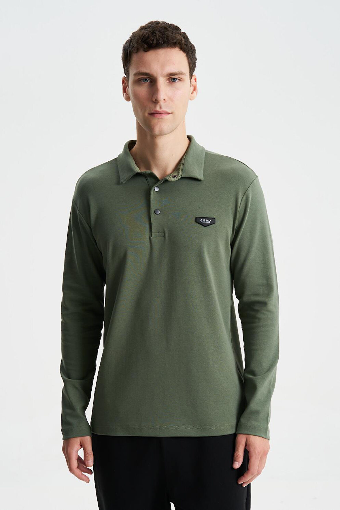 Arma Erkek Slim Fit Çıt Çıt Düğmeli Polo Yaka İnterlok Sweatshirt 