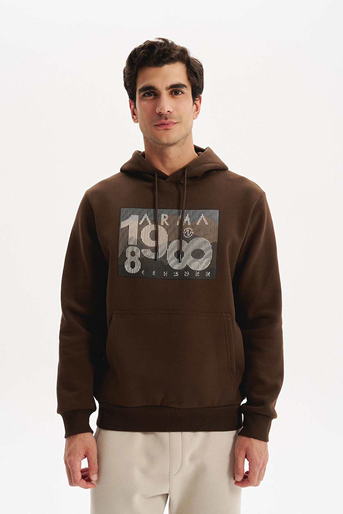 Arma Erkek Kapüşonlu Kanguru Cepli 3 İplik Baskılı Şardonlu Regular Fit Sweatshirt K30254628702 