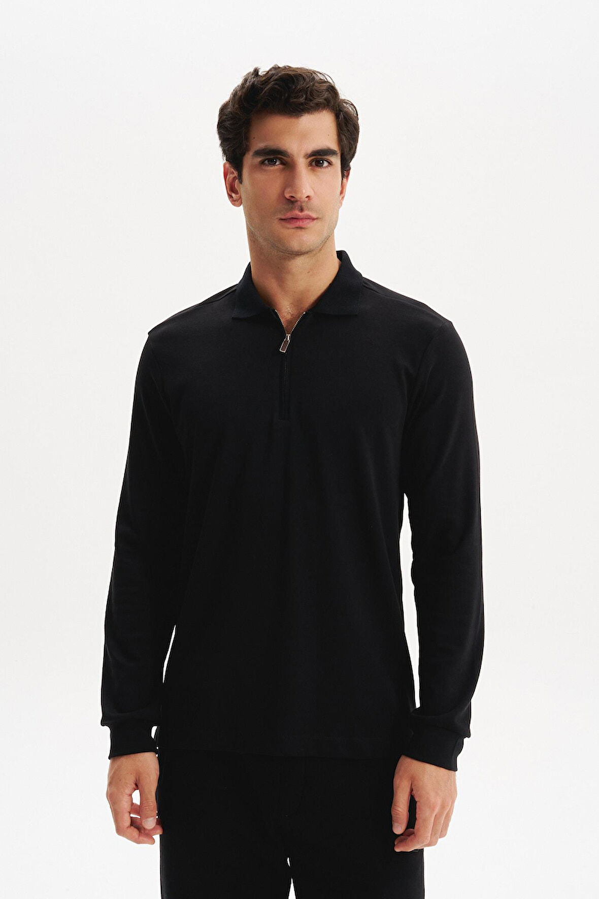 Arma Erkek Basic Slim Fit Fermuarlı Polo Yaka Sweatshirt – İnce Modal Pamuk Elastan Karışımlı Örme İnterlok Kumaş K30554989002 