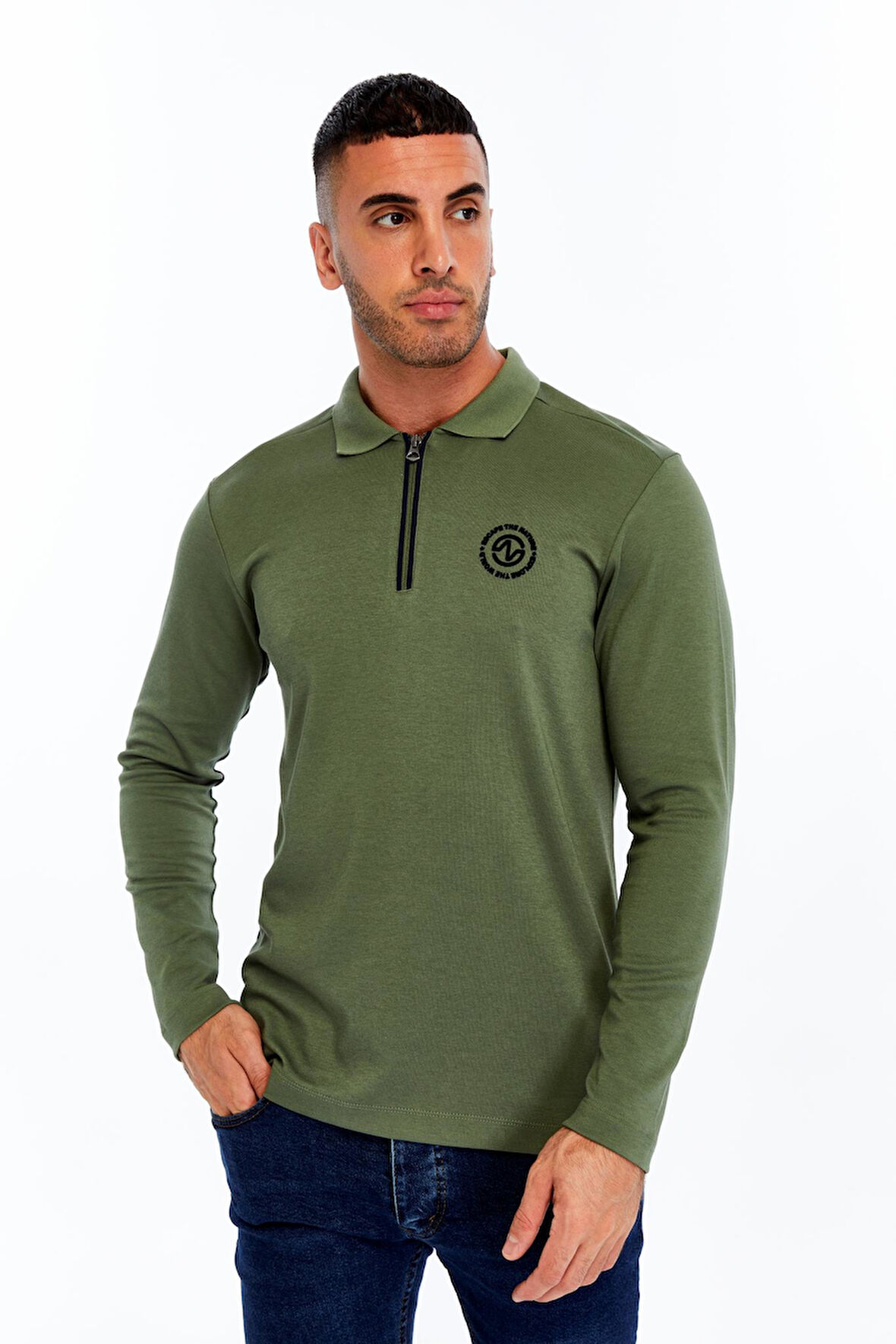 Arma Erkek Slim Fit Fermuarlı Polo Yaka Sweatshirt – İnce Modal Pamuk Elastan Karışımlı Örme İnterlok Kumaş K30554989102 