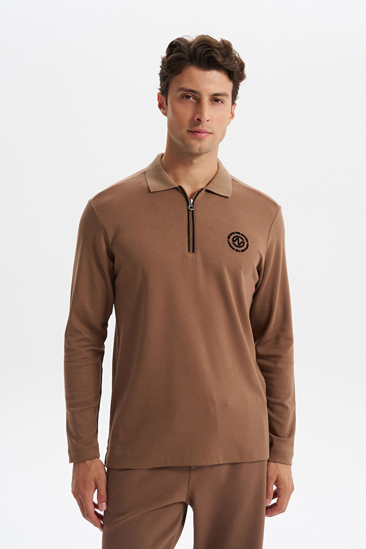 Arma Erkek Slim Fit Fermuarlı Polo Yaka Sweatshirt – İnce Modal Pamuk Elastan Karışımlı Örme İnterlok Kumaş K30554989102 