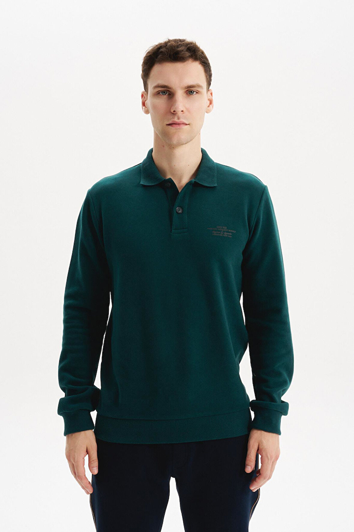 Arma Erkek Regular Fit Selanik Kumaş Polo Yaka Sweatshirt – Düğmeli, Pamuk Polyester Karışımlı %65 Pamuk %35 Polyester K30564699102 