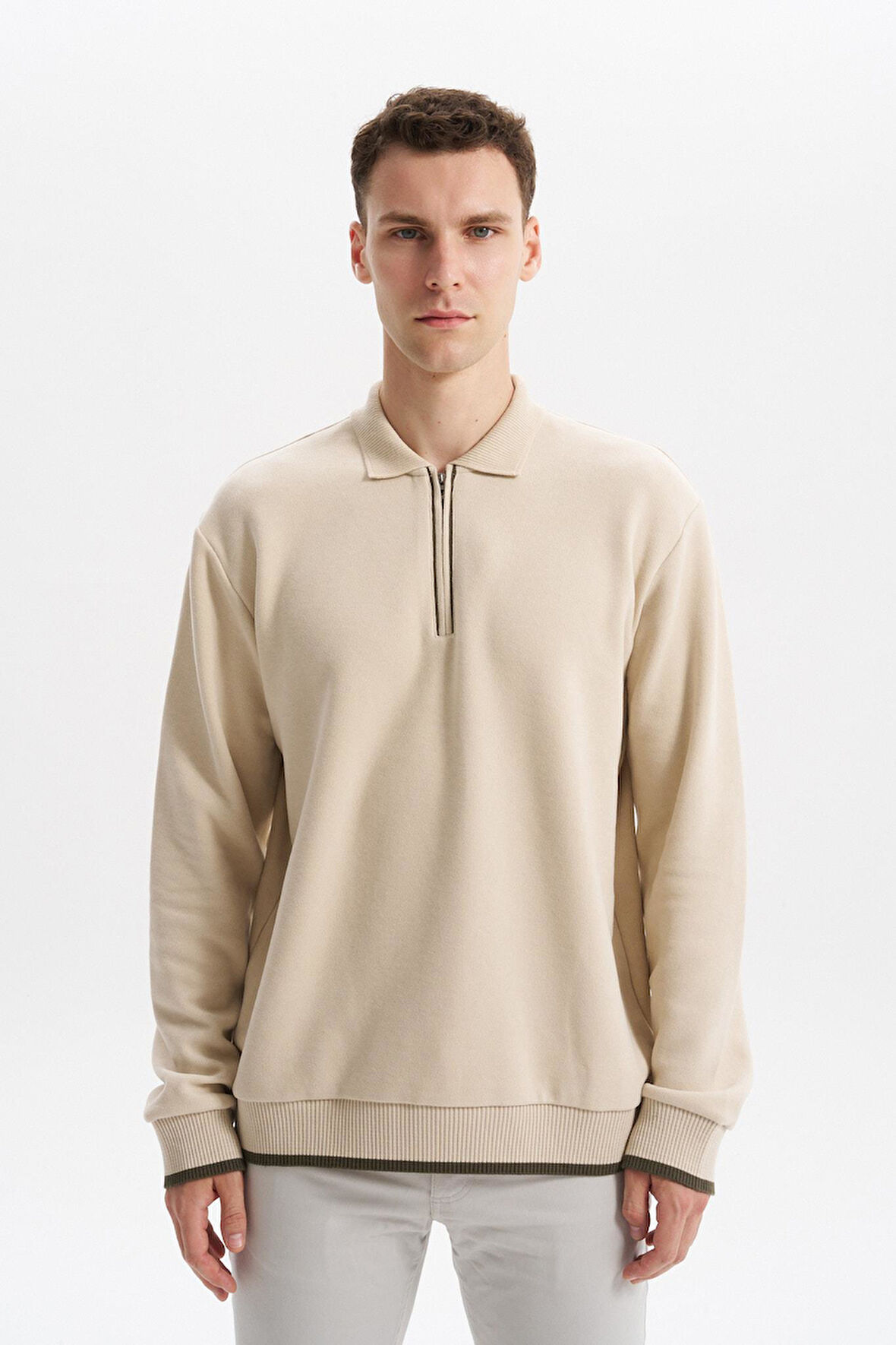 Arma Erkek Selanik Kumaş Polo Yaka Yarım Fermuarlı Regular Fit Sweatshirt Kazak K30554697902 